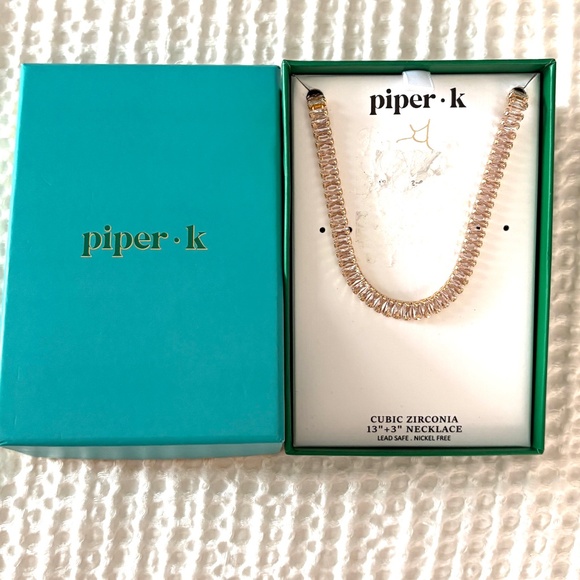 Piper K Diamond Baguettes Style Tennis Necklace - Picture 2 of 3